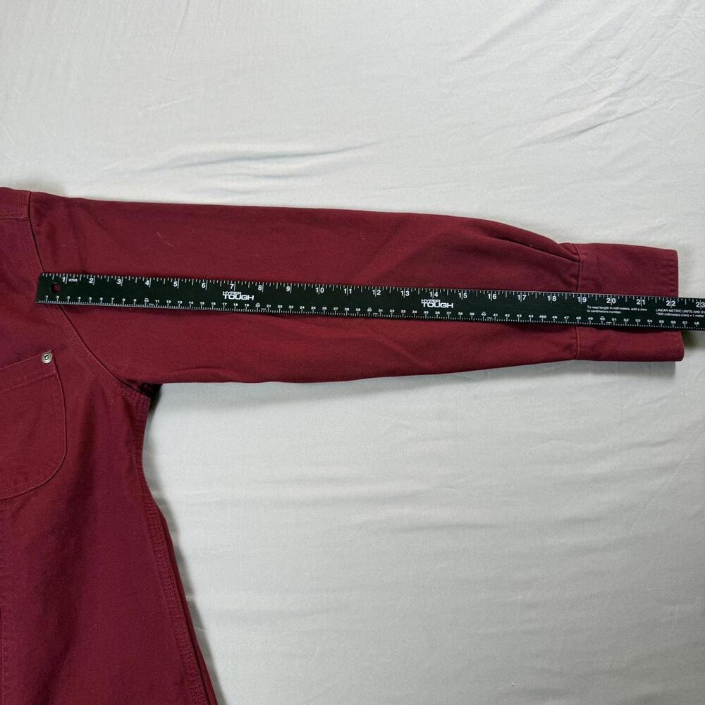 Red Flannel Lined Carhartt Jacket Button Up - Picture 4 of 6